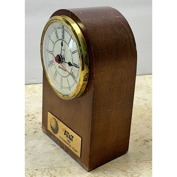 Vintage Benchmark Slanted Desk Clock AT&T Employee Gift 1989 A Powerful Year - Picture 4 of 9